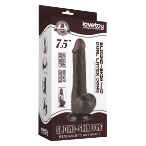 Gode Réaliste avec Bourses SLIDING SKIN 13 x 3.8cm Noir Lovetoy