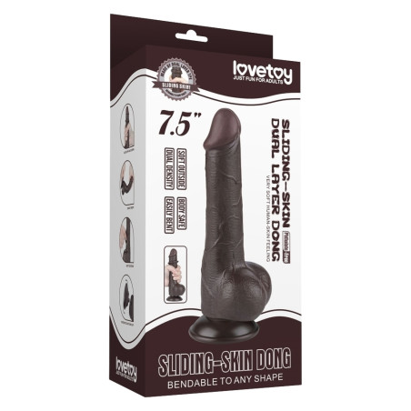 Gode Réaliste avec Bourses SLIDING SKIN 13 x 3.8cm Noir Lovetoy