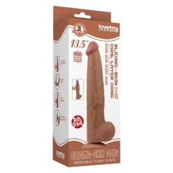 Gode Réaliste avec Bourses SLIDING SKIN 26 x 6cm Marron Lovetoy 2