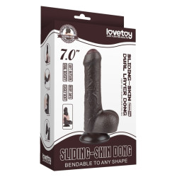 Gode réaliste avec Bourses SLIDING SKIN Noir 12 cm 2