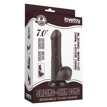 Gode réaliste avec Bourses SLIDING SKIN Noir 12 cm