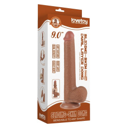 Gode Réaliste avec Bourses SLIDING SKIN 17 x 3.5cm Marron Lovetoy 2