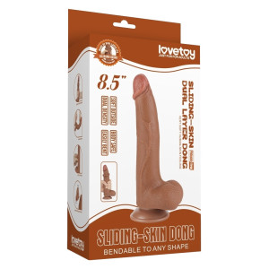 Gode Réaliste avec Bourses SLIDING SKIN 17 x 4cm Marron Lovetoy