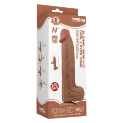 Gode Réaliste XL avec Bourses SLIDING SKIN 27 x 6.5cm Marron Lovetoy 2