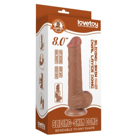 Gode Réaliste avec Bourses SLIDING SKIN 15 x 4.5cm Marron Lovetoy