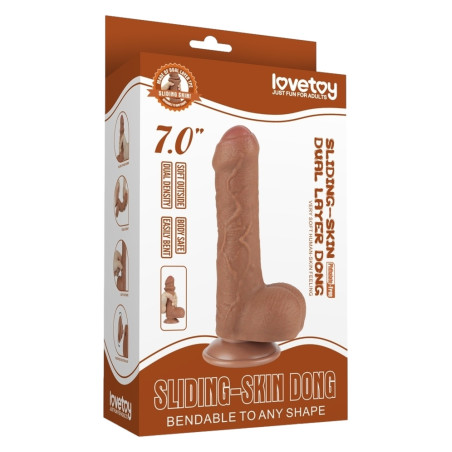 Gode réaliste marron SLIDING SKIN Lovetoy de 12 cm