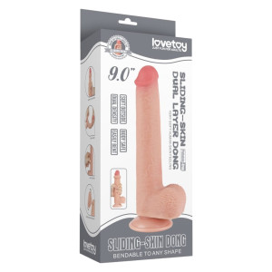 Gode Réaliste avec Bourses SLIDING SKIN 17 x 3.5cm