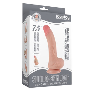 Gode réaliste SLIDING SKIN 14 cm avec bourses de Lovetoy