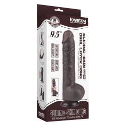 Gode Réaliste avec Bourses SLIDING SKIN 18 x 4.7cm Noir Marron 2