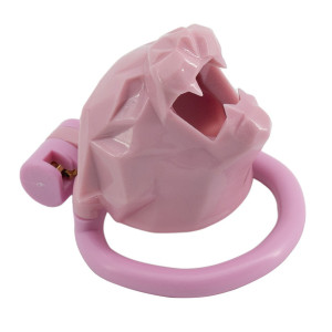 Cage de chasteté LEOX Rose - Tête de Félin 3D - 4.5 x 3.5 cm