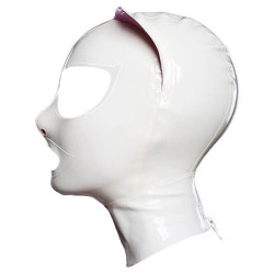 Cagoule en latex CAT FETSH Blanche de LateXcite 2