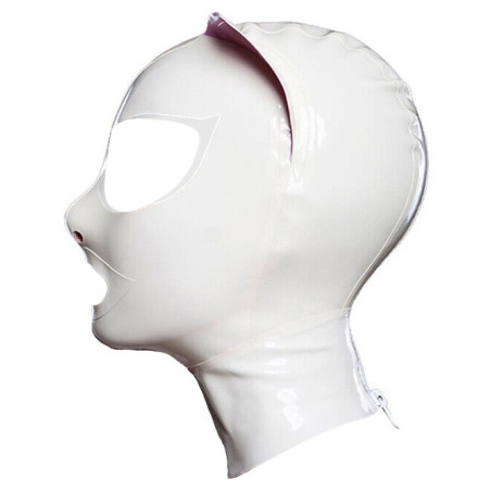 Cagoule en latex CAT FETSH Blanche de LateXcite
