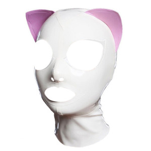 Cagoule en latex CAT FETISH Blanche