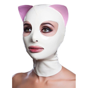 Cagoule en latex CAT FETSH Blanche de LateXcite