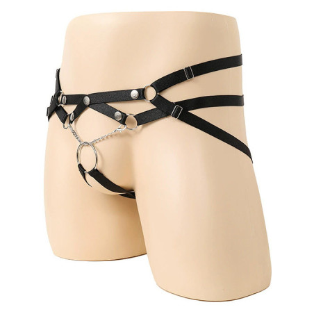 Jockstrap-Lanières avec Anneau RING PASSION Noir