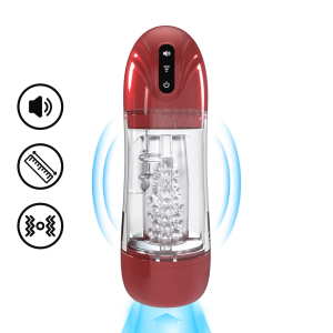 Masturbateur vibrant SONICPULL Vibrations et Succion Rouge