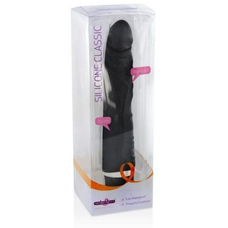 Gode vibrant SLIM Silicone couleur noir 15 x 4 cm
