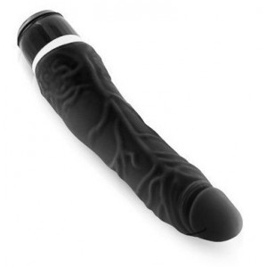 Gode vibrant SLIM Silicone couleur noir 15 x 4 cm