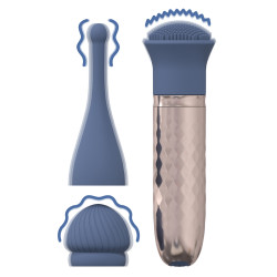 Mini Vibro avec 3 embouts THRILL Bleu