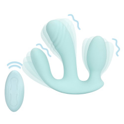 Double Plug Vibrant THREE IN ONE 10 x 3.2cm Bleu