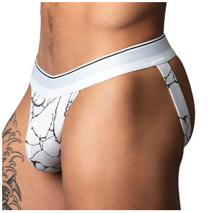 Jockstrap blanc avec effet marbré SOO CUMFY de Male Power