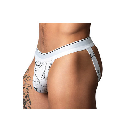 Jockstrap blanc avec effet marbré SOO CUMFY de Male Power