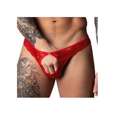 String en dentelle rouge RING & SHORT de Male Power