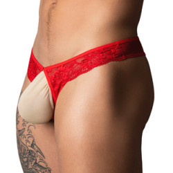 String en dentelle rouge RING & SHORT de Male Power 2