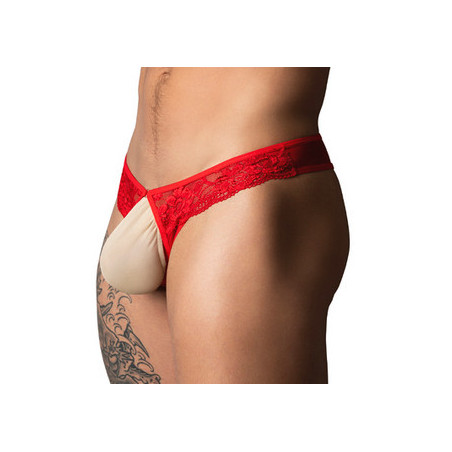 String en dentelle rouge RING & SHORT de Male Power