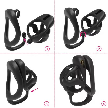 Cage de chasteté SPLITLOCK M 5 x 3.5 cm Noire