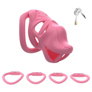 Cage de chasteté HIPTAM M Rose de 8 x 3.2 cm