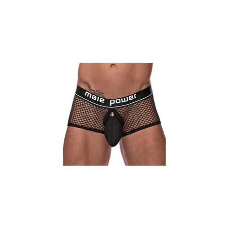 Boxer en résille RING & SHORT de Male Power - avec Cockring