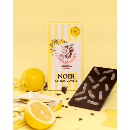 Tablette de Chocolat Aphrodisiaque NOIR Citron Confit 100g