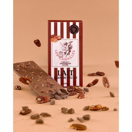 Tablette de Chocolat Aphrodisiaque LAIT Noix de Pécan 100g