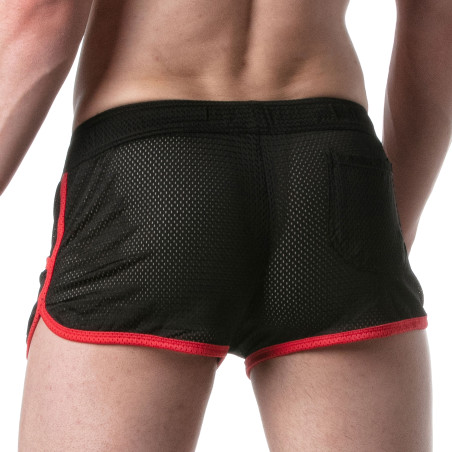 Short en mesh LOADED Noir-Rouge