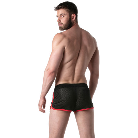 Short en mesh LOADED Noir-Rouge