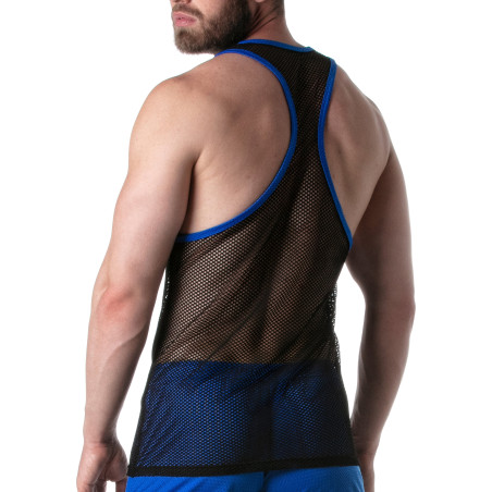 Débardeur en mesh TANK TOP Noir-Bleu