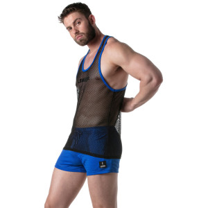 Débardeur en mesh TANK TOP Noir-Bleu