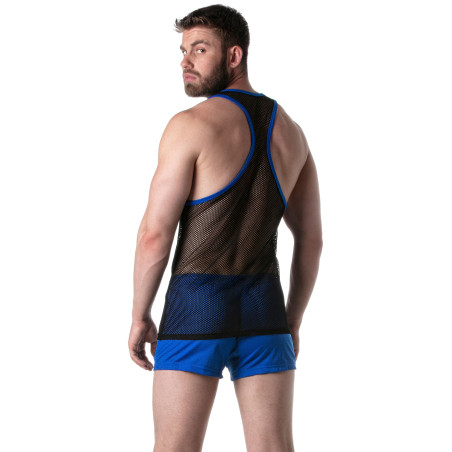 Débardeur en mesh TANK TOP Noir-Bleu