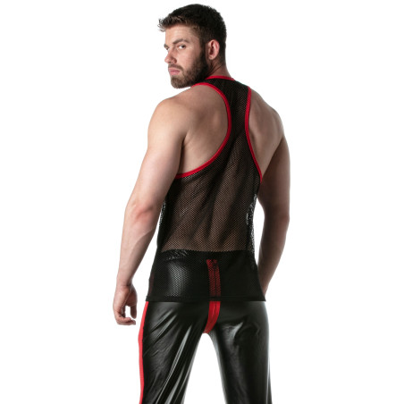 Débardeur en mesh TANK TOP Noir-Rouge