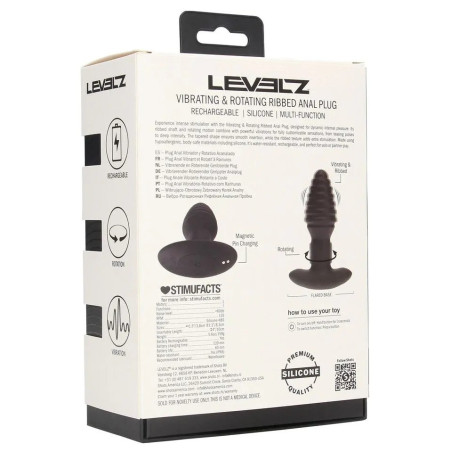 Plug vibrant ROTATE RIBBED de Levelz  10.5 x 3.9 cm