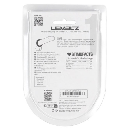 Lot de 4 Cockrings étirables COCKFLEX de Levelz Diamètre 17 mm