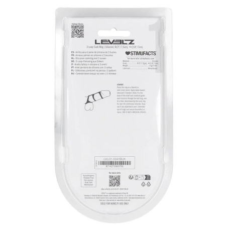Anneau pénien 3-LOOP noir de Levelz 7.5 cm