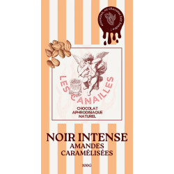 Tablette de Chocolat Aphrodisiaque NOIR INTENSE Amandes Caramélisées 100g 2