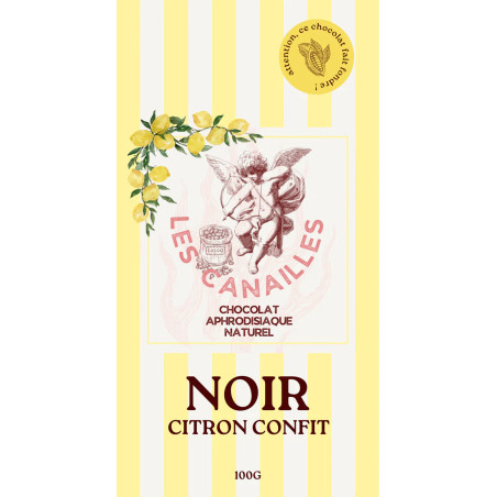 Tablette de Chocolat Aphrodisiaque NOIR Citron Confit 100g