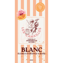 Tablette de Chocolat Aphrodisiaque BLANC Écorces d'orange & Rose 100g 2