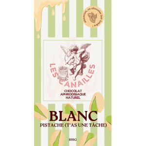 Tablette de Chocolat Aphrodisiaque BLANC Pistache 100g