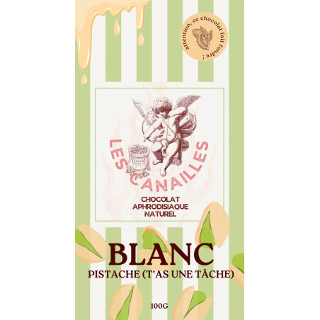 Tablette de Chocolat Aphrodisiaque BLANC Pistache 100g