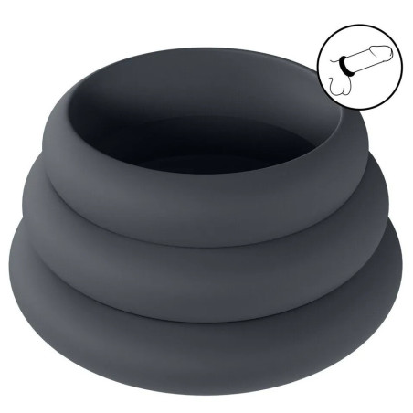 Lot de 3 Cockrings en silicone WIDE-O - Diamètre 30 à 42 mm