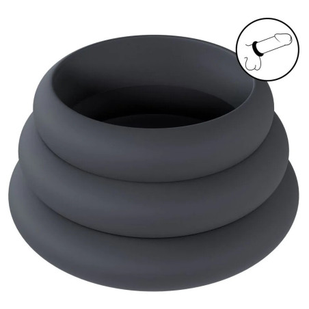 Lot de 3 Cockrings en silicone WIDE-O 42-55mm de Levelz